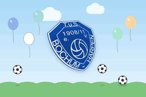 Ballgewöhnungsgruppe 2 – TuS-Wappen mit Luftballons und Bällen (animiert)
